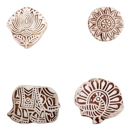 Set of 4 Piece New Mix Wooden Printing Blocks